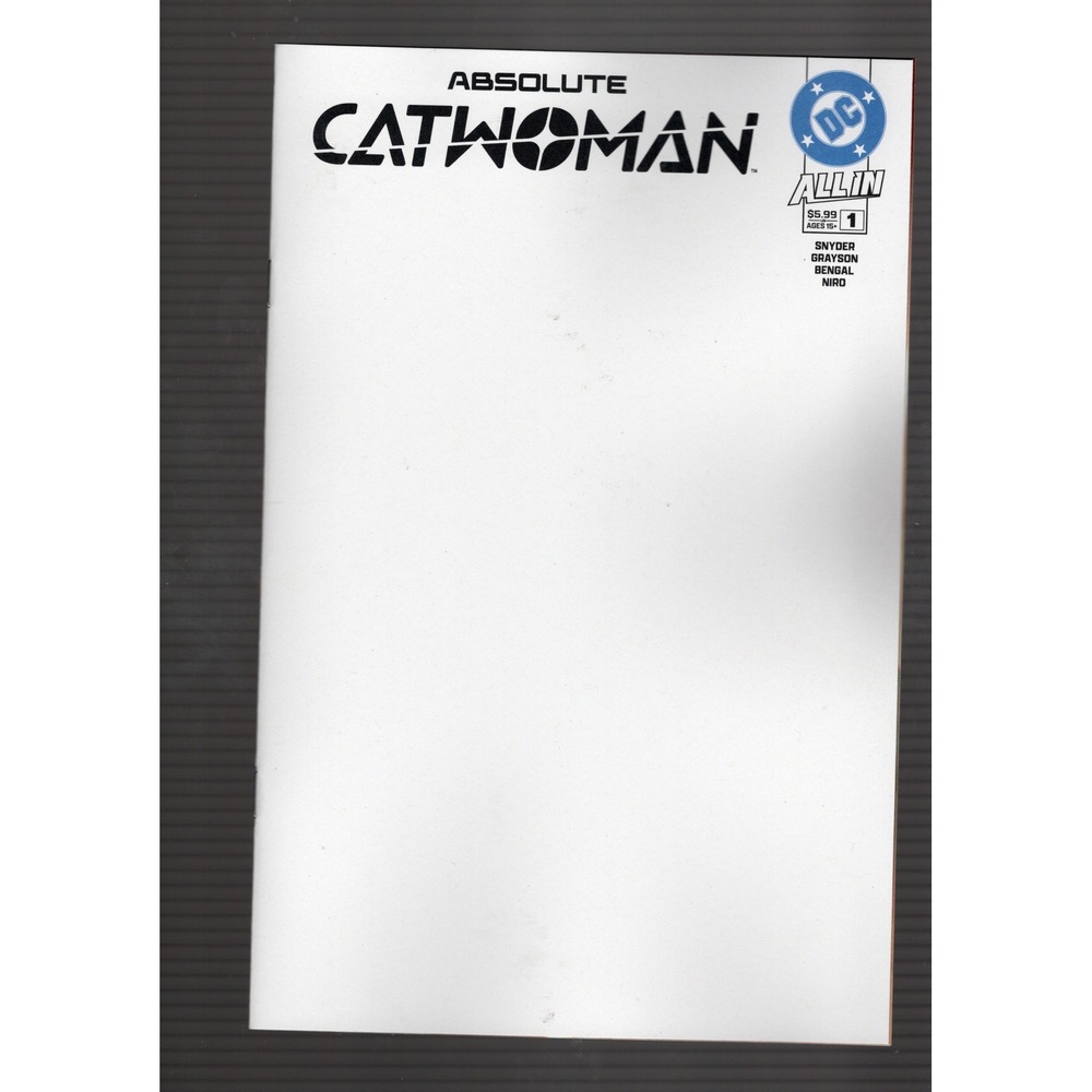 Absolute Catwoman 1 Blank Sketch Variant DC All In Snyder Bengal NM